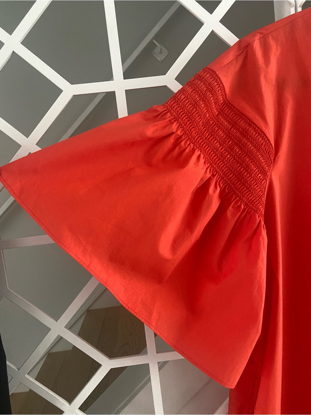 WEEKEND MAX MARA Pacos Poplin Cotton Dress Size 8 Bell Sleeve Red Coral EUC - Picture 5 of 10